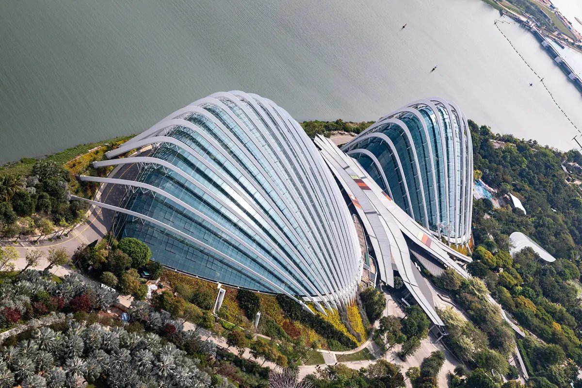 Gardens by the Bay domes seen from above