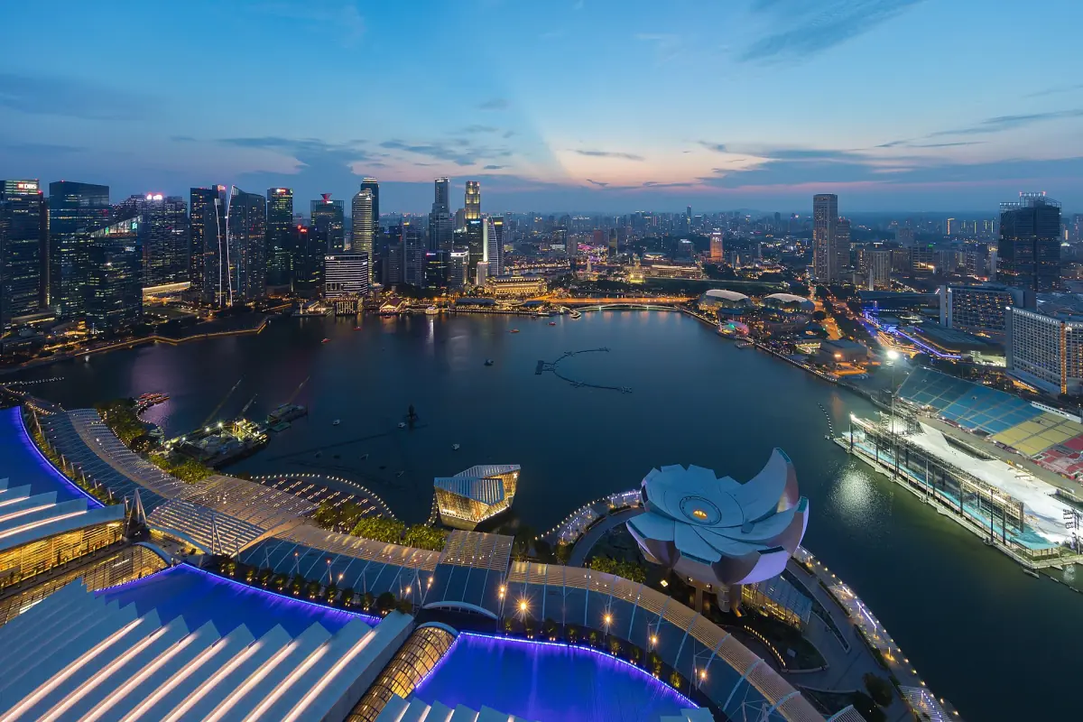 Marina Bay from above at dusk