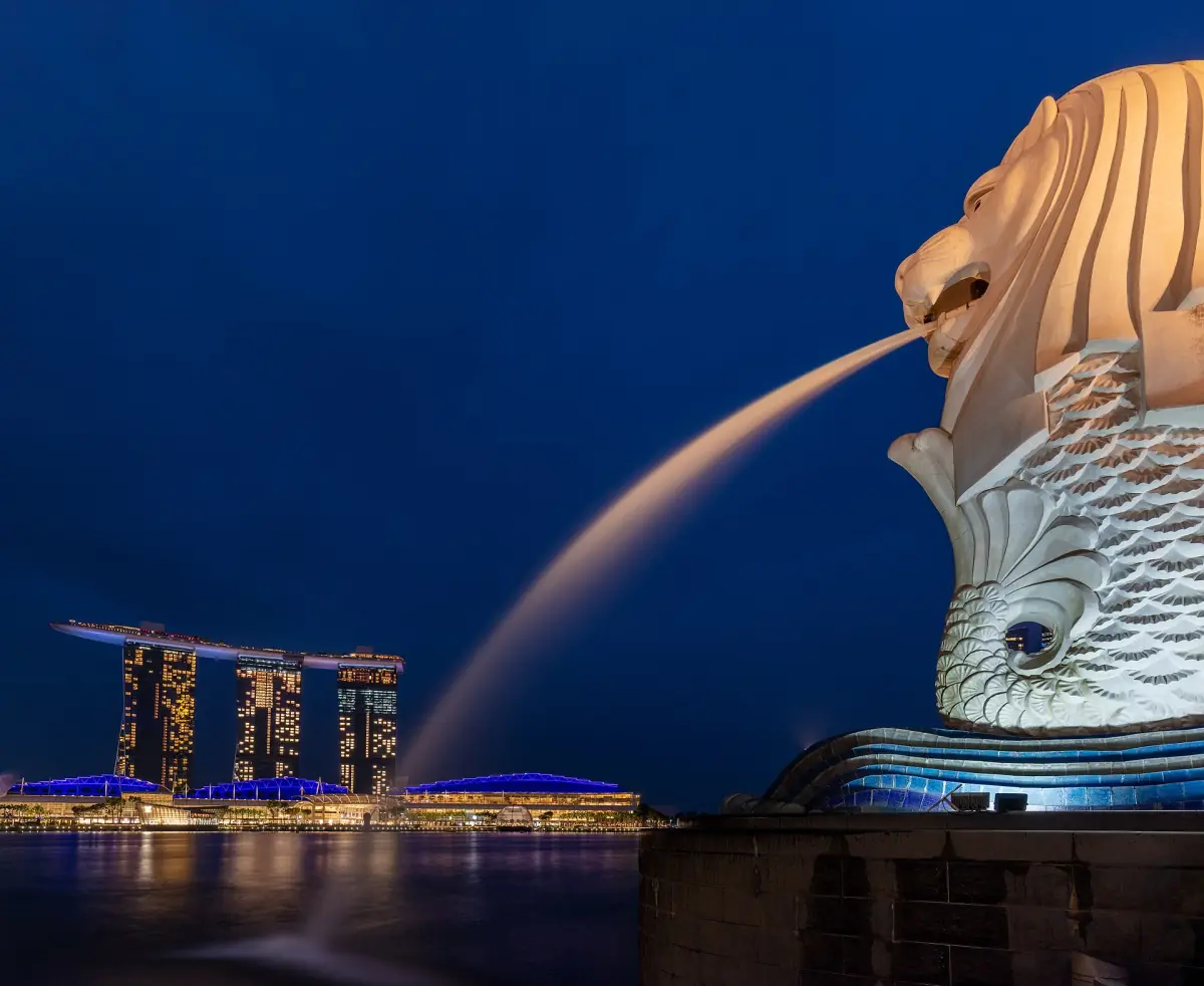 The Merlion with Marina Bay Sands behind