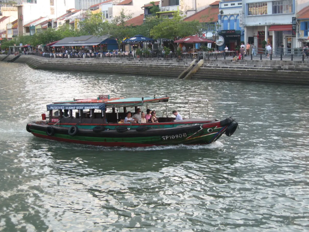 A bumboat on the Singapore River